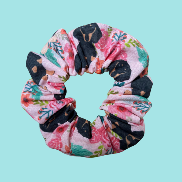 floral dachshund scrunchie
