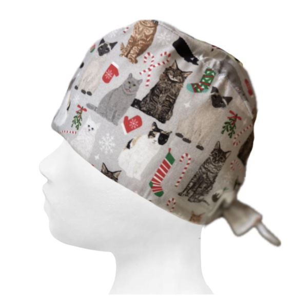 festive cats scrub hat
