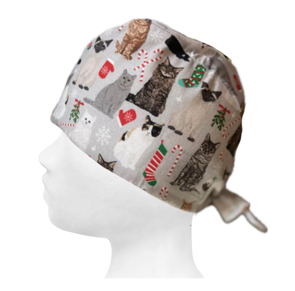 festive cats scrub hat